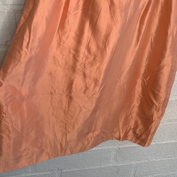 Carlisle 100% Silk Orange Pink Peach Pencil Skirt sz 10 - Picture 3 of 5